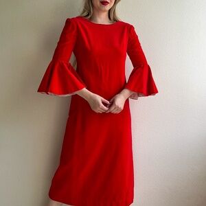 Stunning Vintage 1960s Red Velvet Dress With Eyelet Details (M)